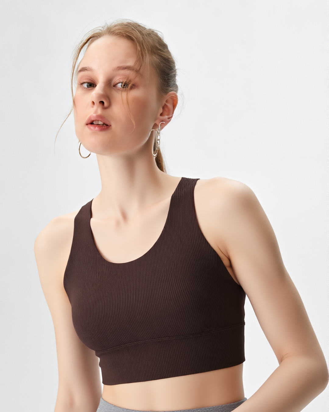 Cord Cross Back Sport Bra